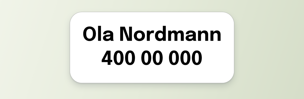 Navnelapp med navn og telefonnummer
